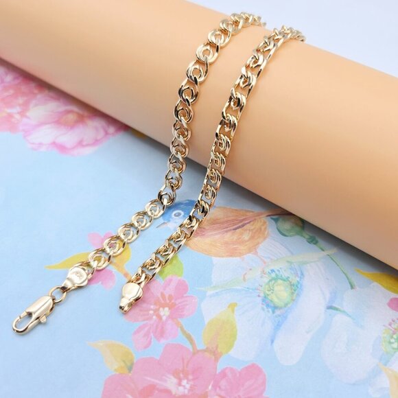 Rose Gold Round Chain Necklace Gold Plated on High Quality Brass, XPNL0073 - Picture 6 of 12